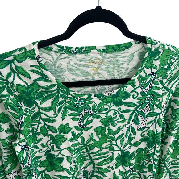 Lilly Pulitzer Etta Scoop Neck Top Fiddle Leaf Green Lil Escape Plan Womens XS - Picture 4 of 8